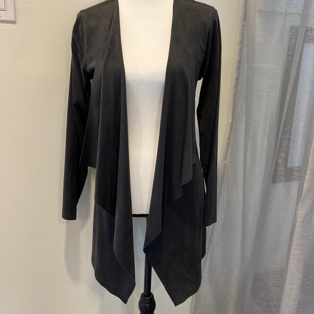Soft Surroundings charcoal waterfall draped cardigan XS